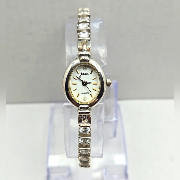 Womens Jasco Watch 925 Sterling Silver Rhinestone Diamond Crystals  New Battery - Picture 1 of 10